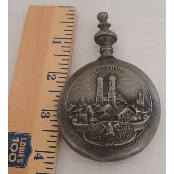 German Munich Vintage Metal Snuff Bottle Kunst und Bier Gibt's Allhier RARE - Picture 6 of 9